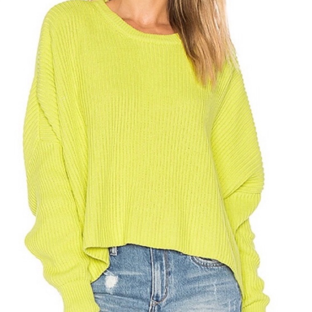 Free People lime green festival pier sweater